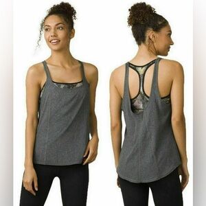 Prana Charcoal sway Tank Top built in bra heather gray size Xs women